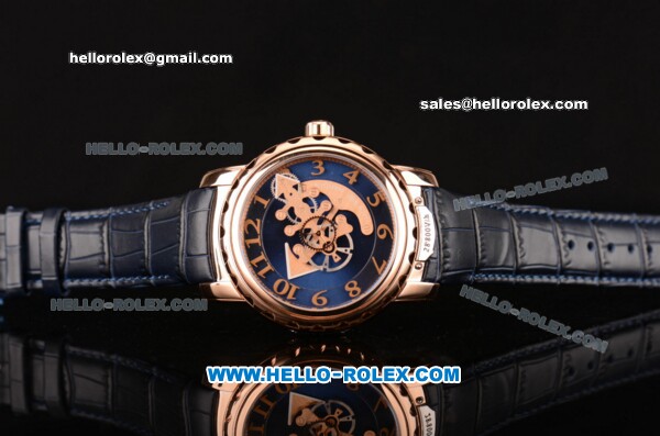 Ulysse Nardin Freak Asia ST22 Automatic Rose Gold Case with Black Dial Numeral Markers and Blue Leather Strap - 7750 Coating - Click Image to Close